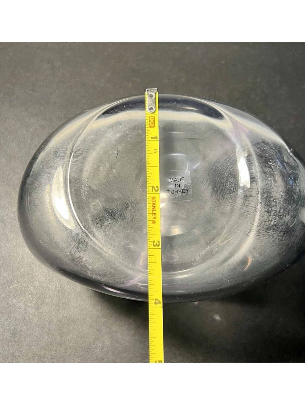 Pasabahce Turkey 2000s Doughnut O Vase Handblown Art Glass Clear, 4.5x7”